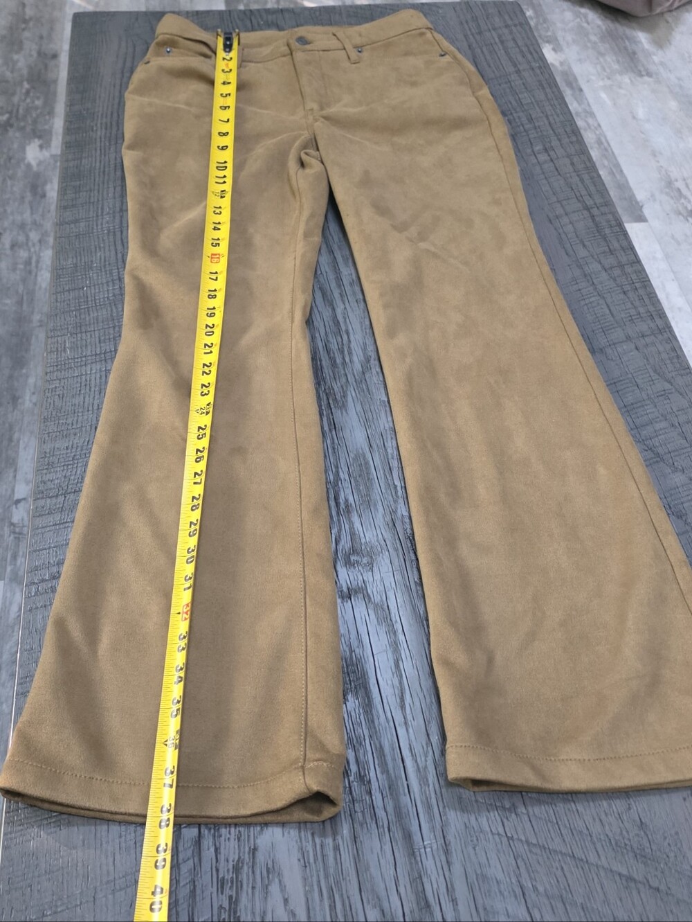 Tahari Elie High-Rise Faux Leather  Pants in Camel Brown ( Size : 4) - Picture 3 of 7